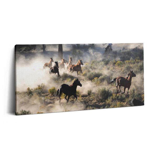 Print pe pânză 140x70 O turmă de cai în galop