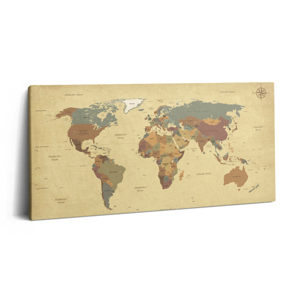Print pe pânză 140x70 Hartă a lumii vintage