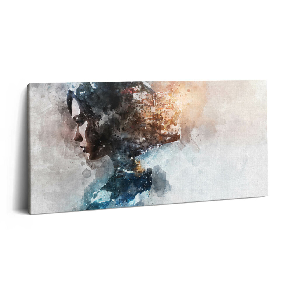 Print pe pânză 140x70 Portret de femeie pictat abstract