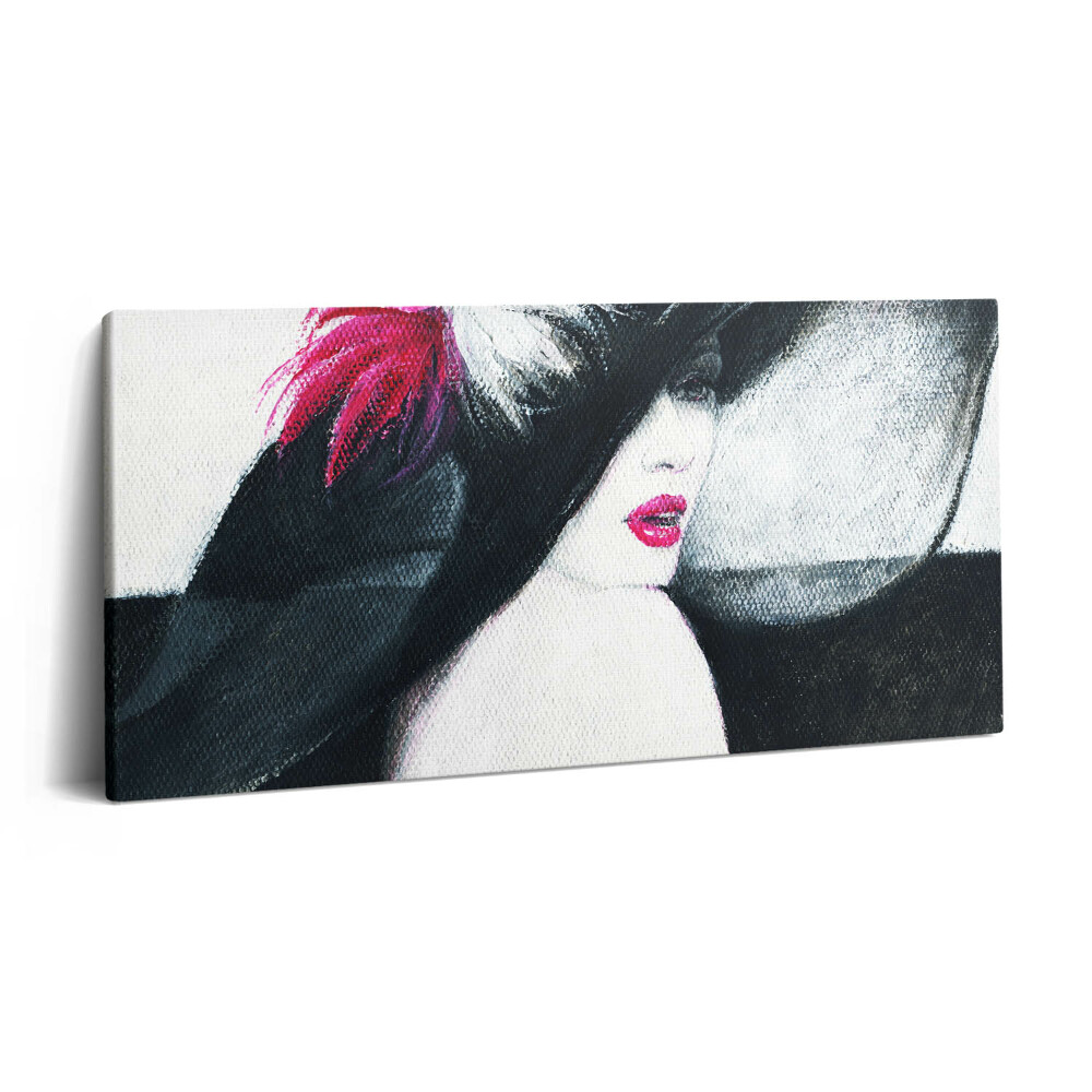 Print pe pânză 140x70 Portretul unei femei cu pălărie