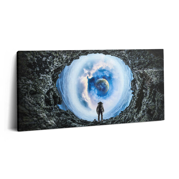 Print pe pânză 140x70 Gaură spațială și astronaut