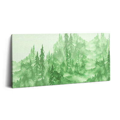 Print pe pânză 140x70 Natura pictată cu pădure verde