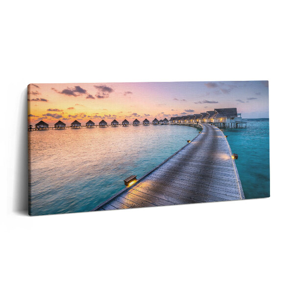Print pe pânză 140x70 Apus de soare în Maldive