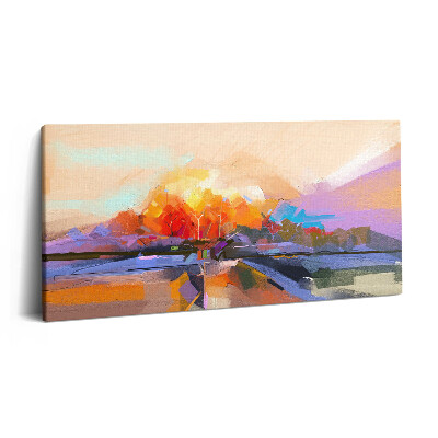 Print pe pânză 140x70 Pictură abstractă - copac colorat