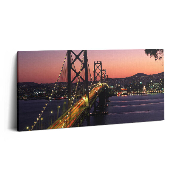 Print pe pânză 140x70 Podul și apusul de soare din San Francisco