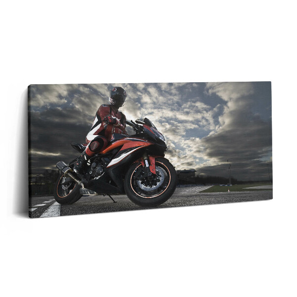 Print pe pânză 140x70 Bărbat pe motocicletă