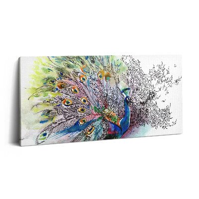 Print pe pânză 140x70 Păun colorat