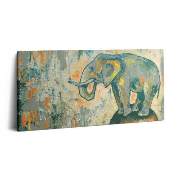 Print pe pânză 140x70 Figură pictată a unui elefant pe o minge