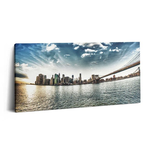 Print pe pânză 140x70 Orașul și Podul Brooklyn