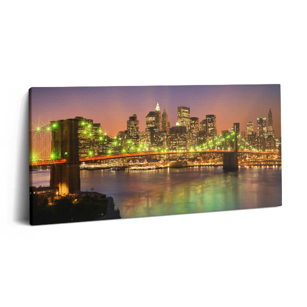 Print pe pânză 140x70 Podul Brooklyn noaptea