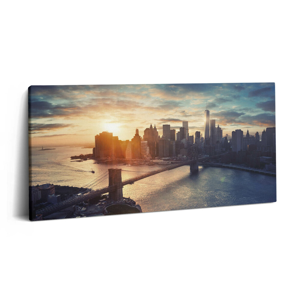Print pe pânză 140x70 New York Manhattan și apus de soare