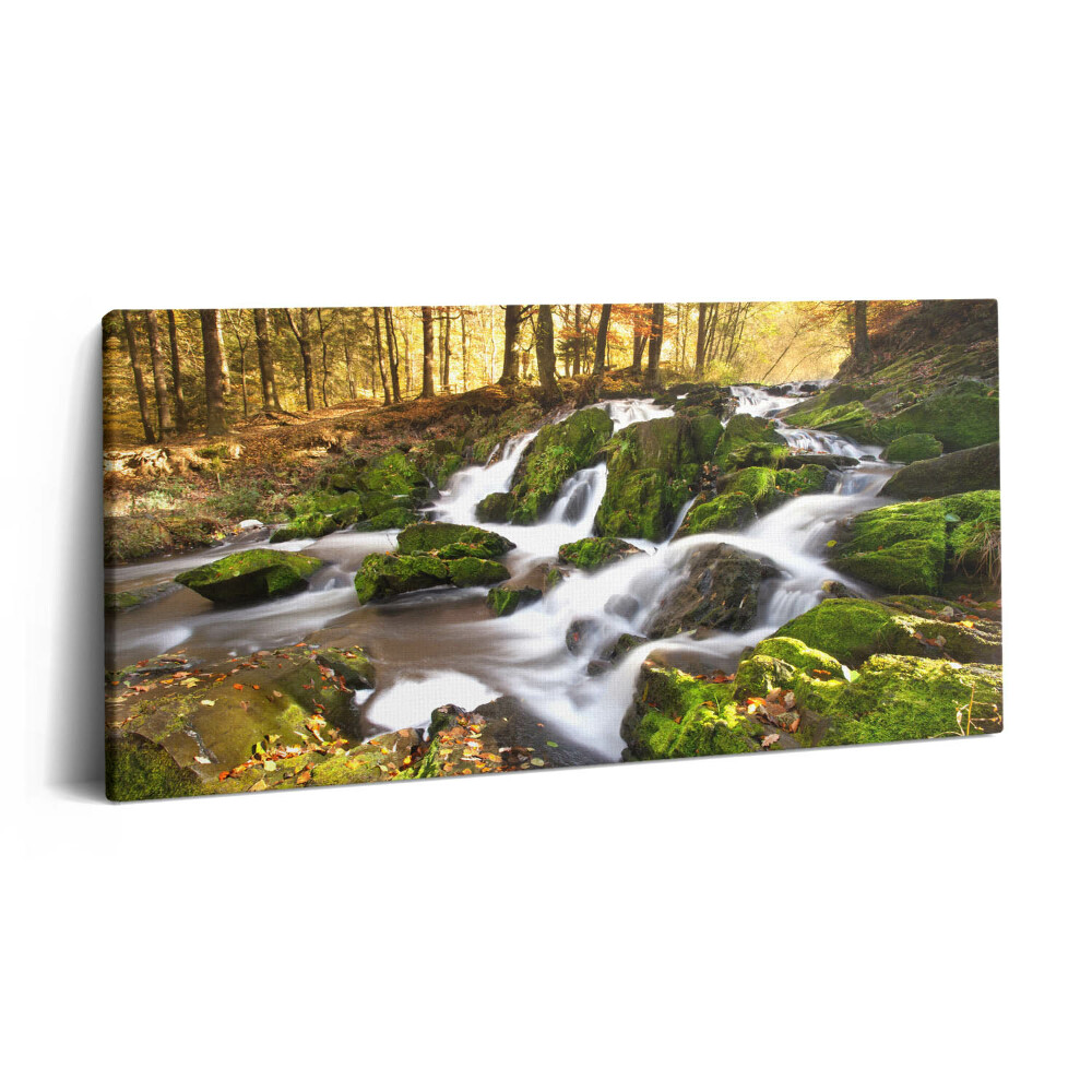 Print pe pânză 140x70 Un pârâu în pădurea de toamnă