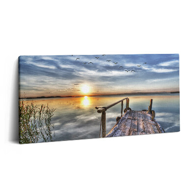 Print pe pânză 140x70 Apus de soare peste lac
