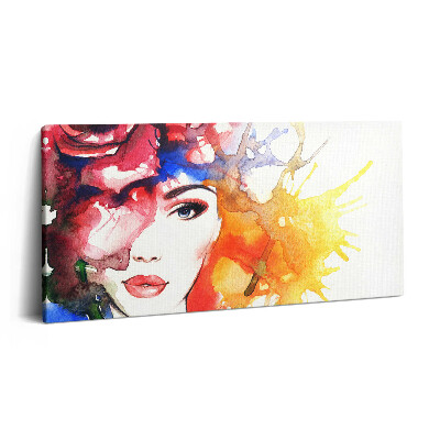 Print pe pânză 140x70 Portret colorat al unei femei