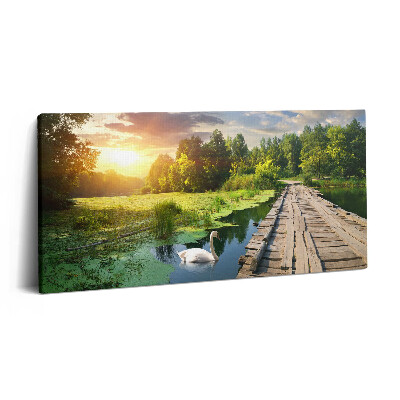 Print pe pânză 140x70 Lebădă la apus