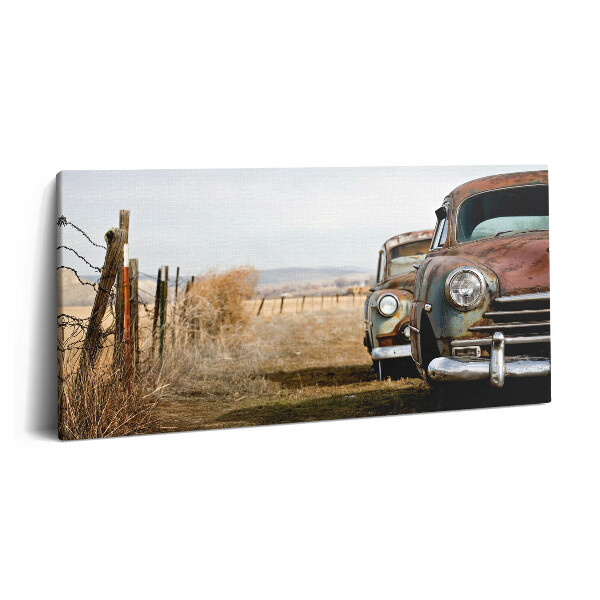 Print pe pânză 140x70 Mașini vechi abandonate