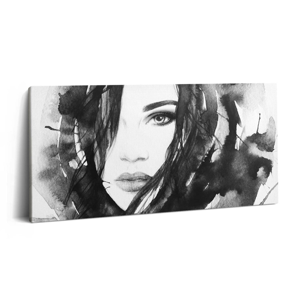 Print pe pânză 140x70 Portret în acuarelă al unei femei