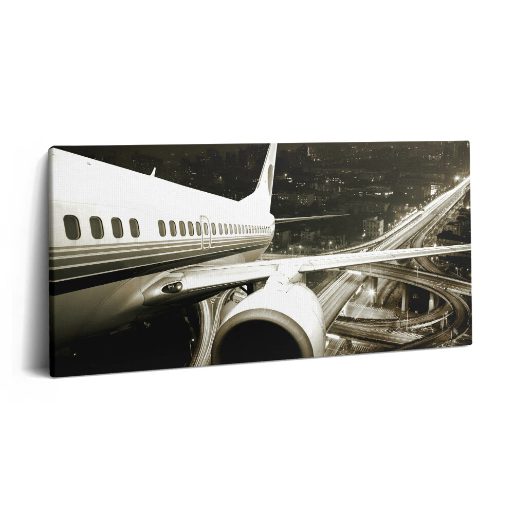 Print pe pânză 140x70 Avionul și orașul