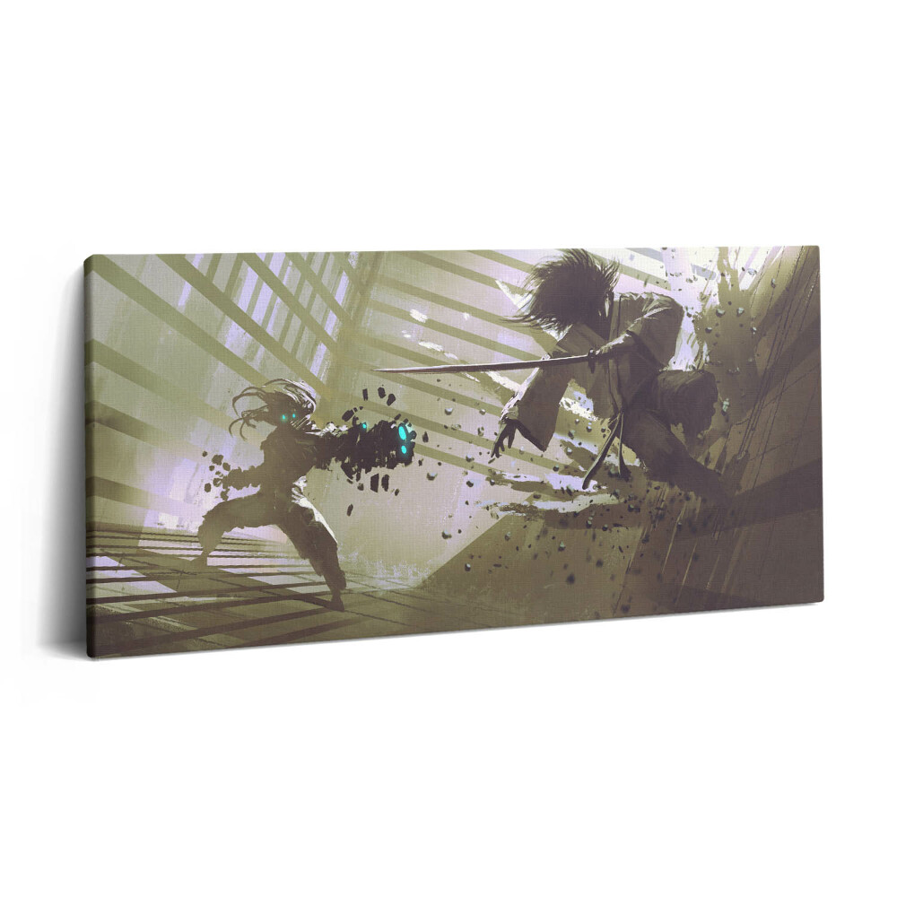 Print pe pânză 140x70 Luptă cu roboți samurai