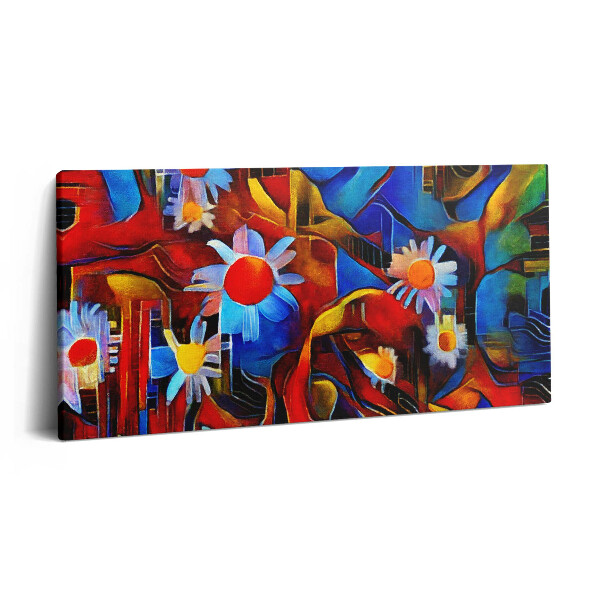 Print pe pânză 140x70 Artă cubistă - flori colorate