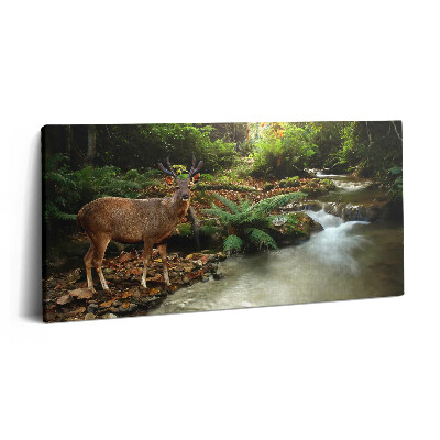 Print pe pânză 140x70 Pârâu tropical și cerbi