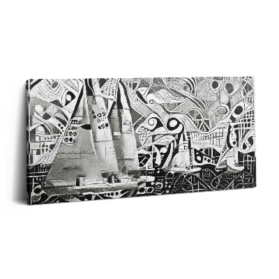 Print pe pânză 140x70 Rezumat al unei barci cu pânze pe mare