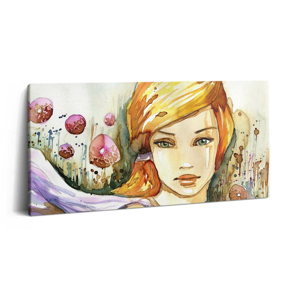 Print pe pânză 140x70 Femeie și gogoși în acuarelă