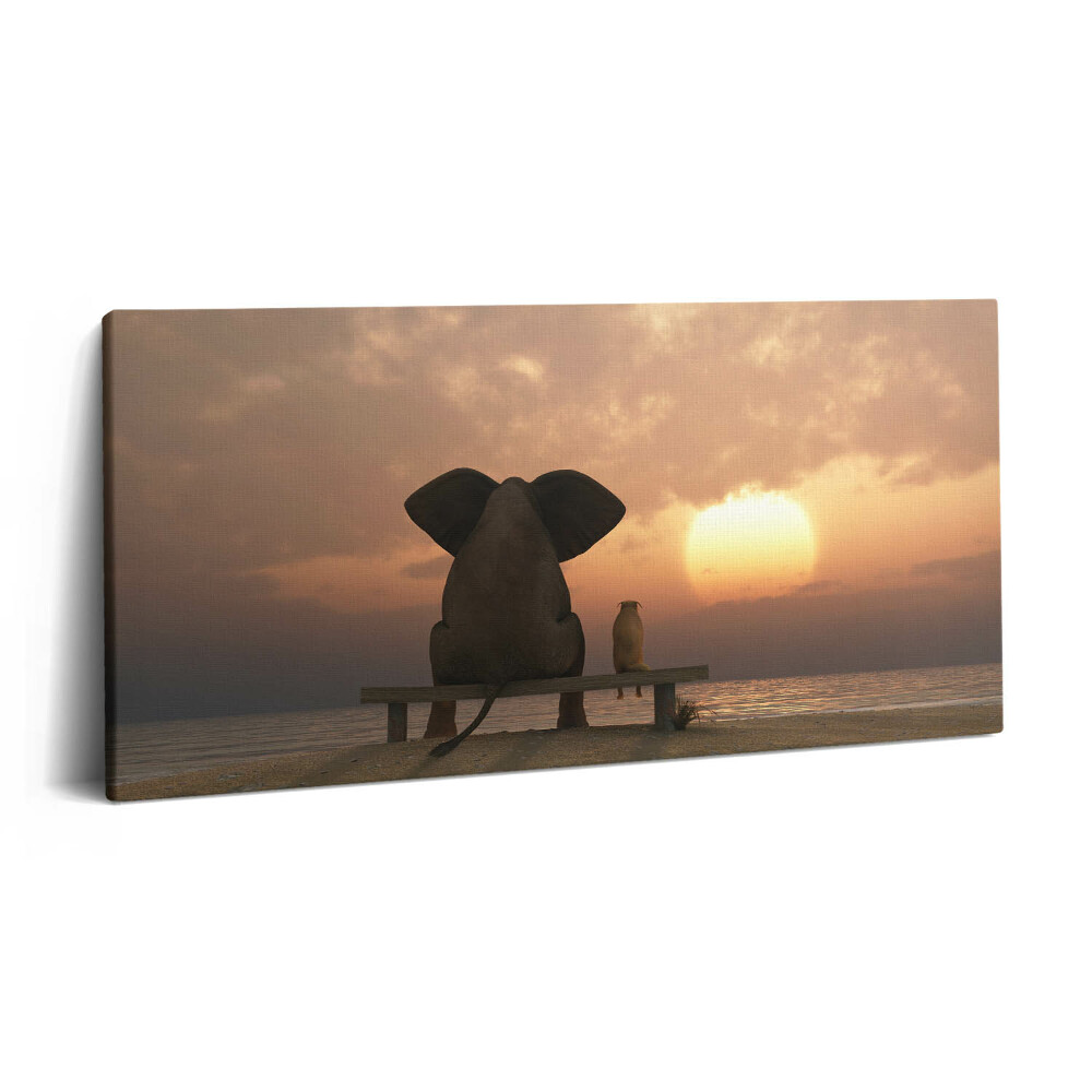 Print pe pânză 140x70 Animale și apus de soare