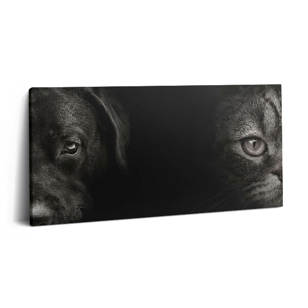 Print pe pânză 140x70 Câine labrador și pisică scoțiană