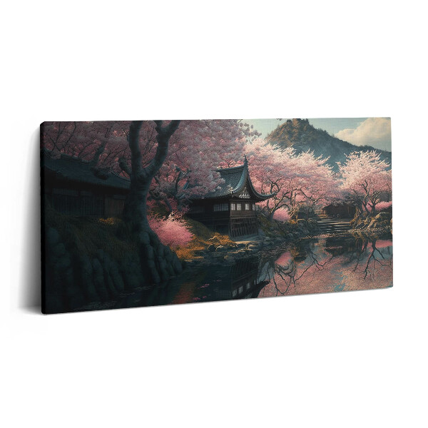 Print pe pânză 140x70 Frumoasă floare de cireș asiatică