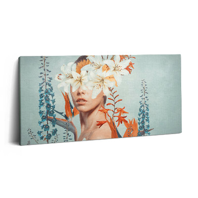 Print pe pânză 140x70 Femeie abstractă cu flori
