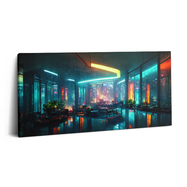 Print pe pânză 140x70 Un oraș în stil cyberpunk