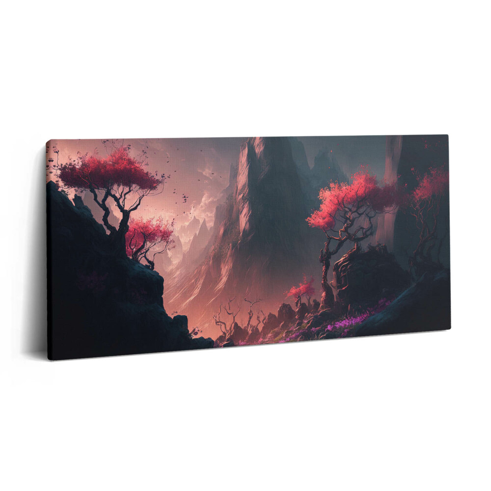 Print pe pânză 140x70 Pădure și munți magici