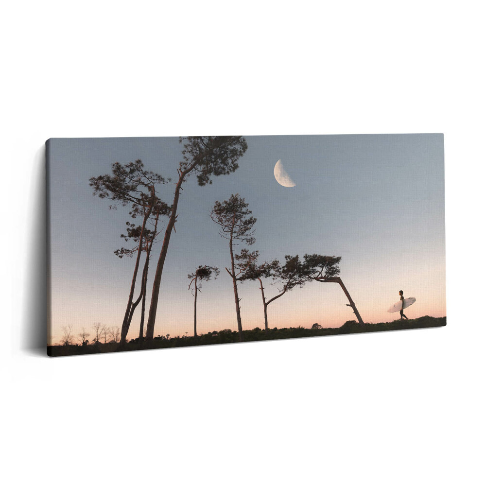 Print pe pânză 140x70 Semilună și copaci