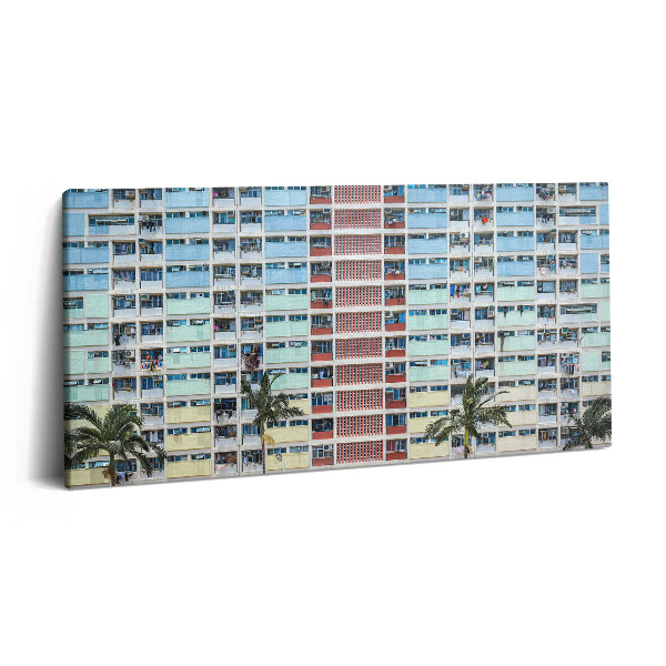 Print pe pânză 140x70 Clădire colorată în Hong Kong