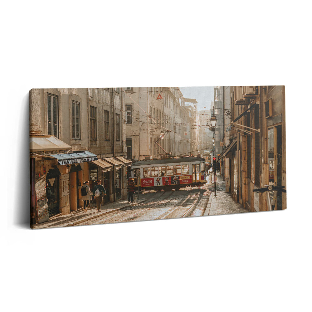 Print pe pânză 140x70 Vedere a Lisabonei și a tramvaiului
