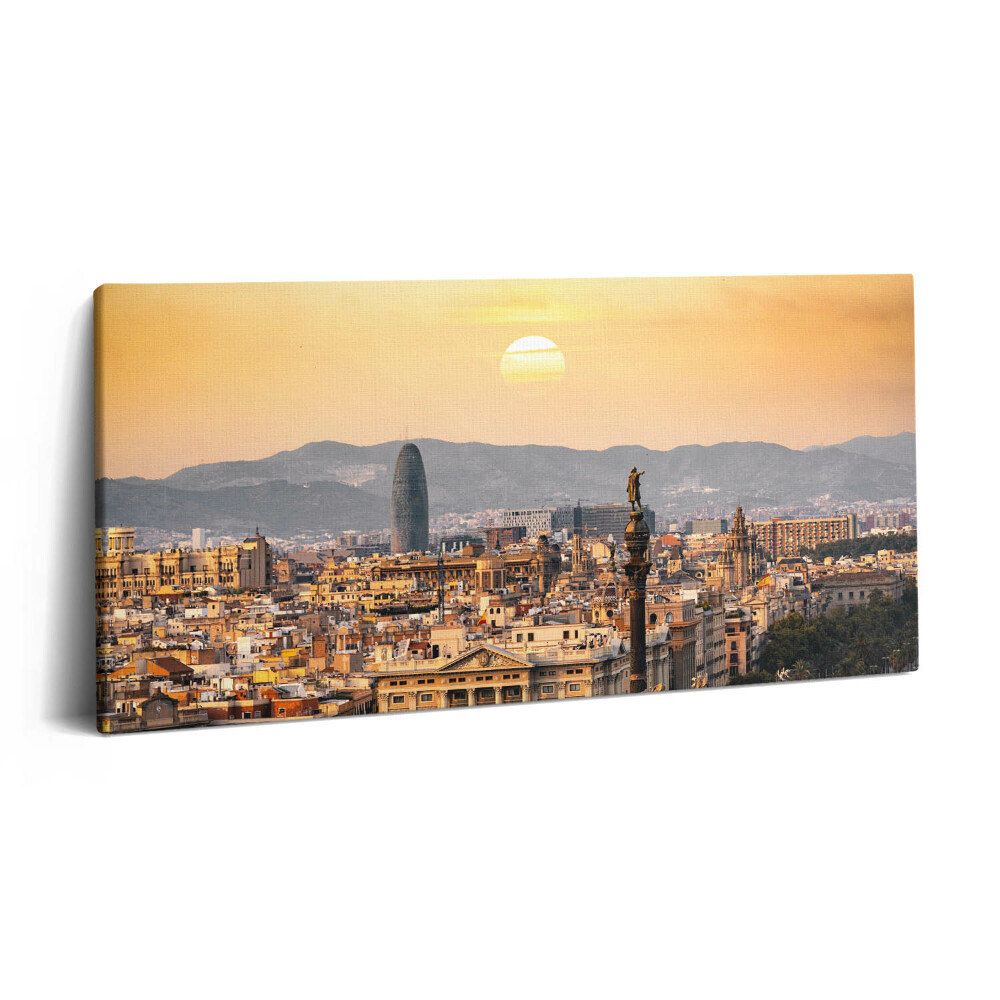 Print pe pânză 140x70 Peisajul Sagrada Familia din Barcelona