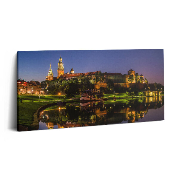 Print pe pânză 140x70 Wawel noaptea în Visła