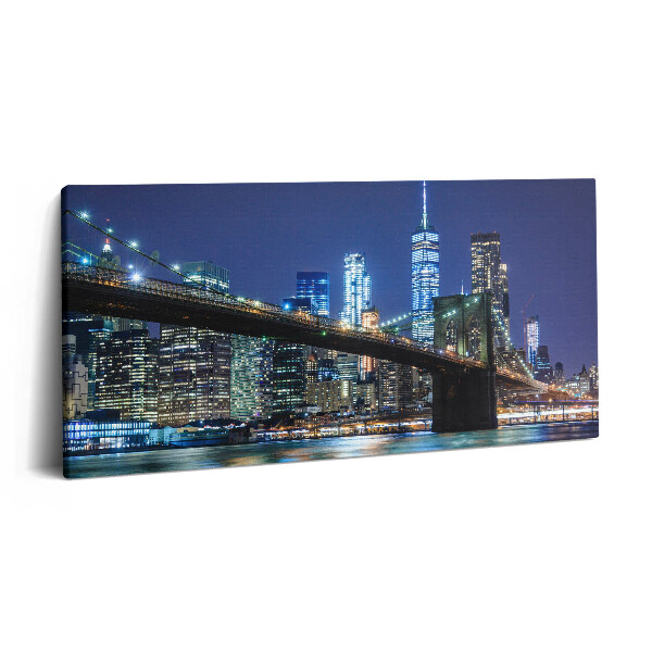Print pe pânză 140x70 Podul Brooklyn din New York noaptea
