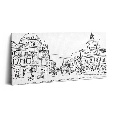 Print pe pânză 140x70 Ilustrație a orașului vechi Poznań