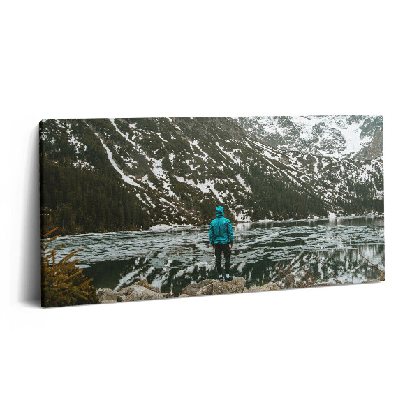 Print pe pânză 140x70 Lacul Morskie Oko iarna