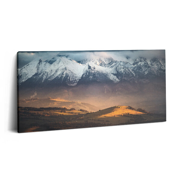 Print pe pânză 140x70 Munții Tatra în panorama de iarnă