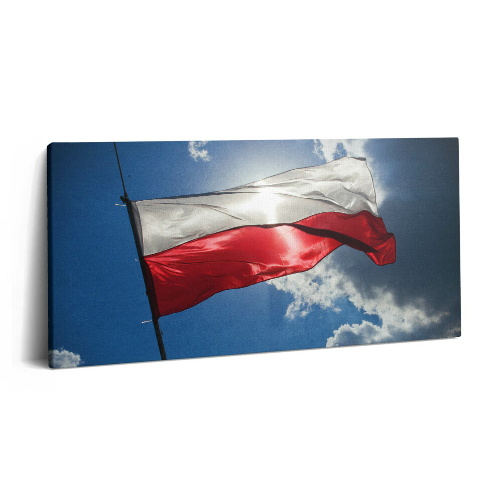 Print pe pânză 140x70 Steagul Poloniei pe cer