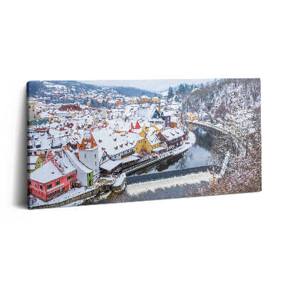 Print pe pânză 140x70 Panorama orașului Krumlov iarna