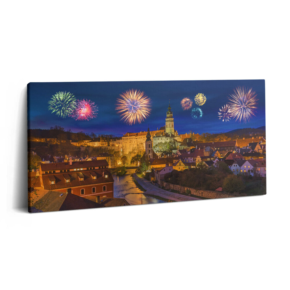 Print pe pânză 140x70 Focuri de artificii Krumlov Republica Cehă