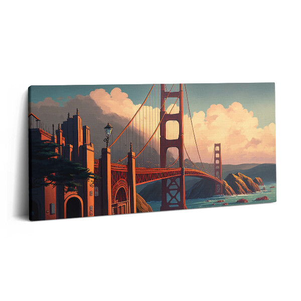 Print pe pânză 140x70 Ilustrație a unui pod din San Francisco
