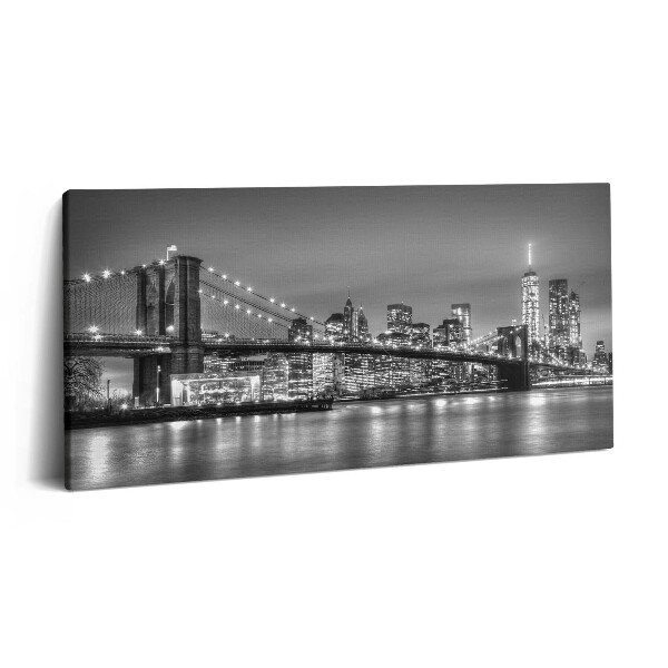 Print pe pânză 140x70 Podul Brooklyn din New York noaptea