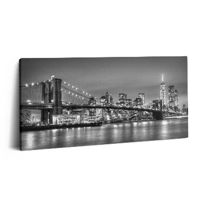 Print pe pânză 140x70 Podul Brooklyn din New York noaptea