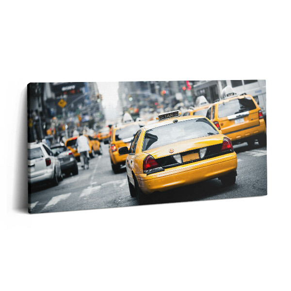Print pe pânză 140x70 Taxiurile din New York City într-un ambuteiaj urban