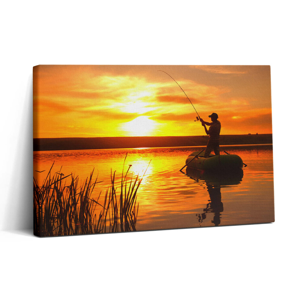 Tablou canvas 30x20 Pescarul și apusul soarelui
